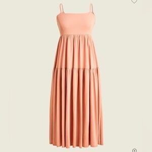 J. Crew Peach cotton tiered tie-back Midi Dress Small